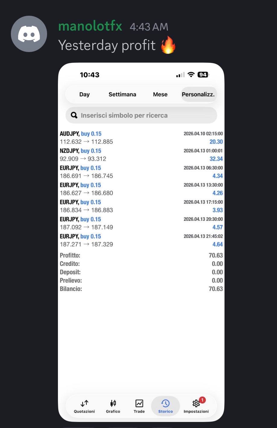 Live trade history screenshot 1